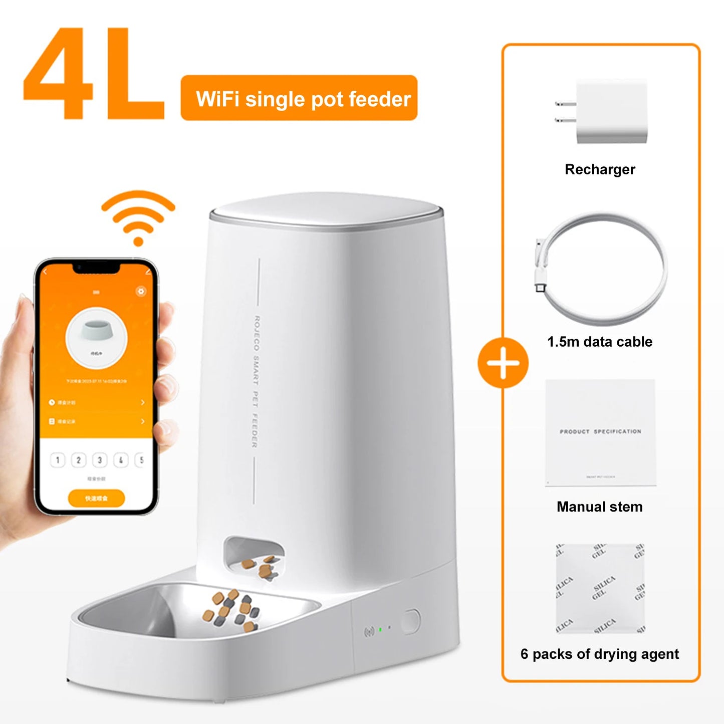 Smart Automatisk Kattmatare WiFi-styrd