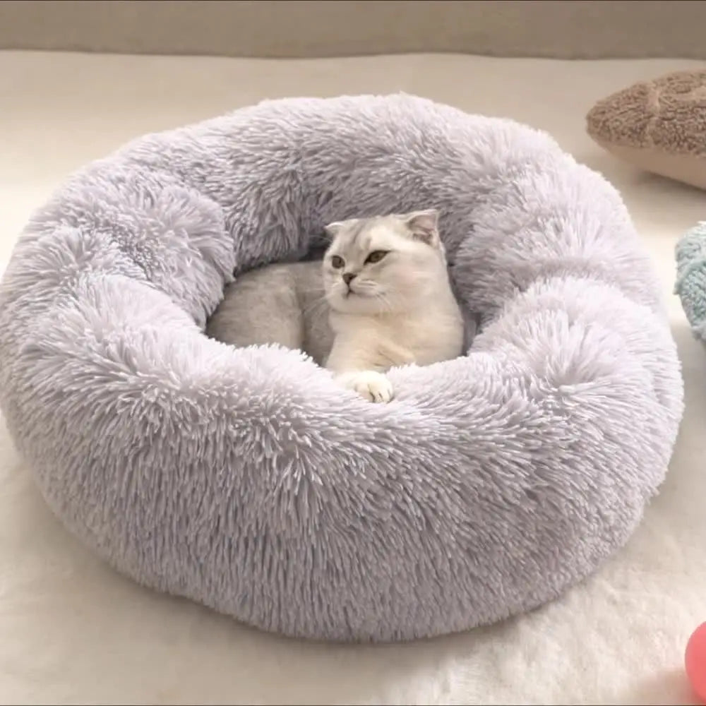 Rund mjuk katt- och hundsäng för vinter
