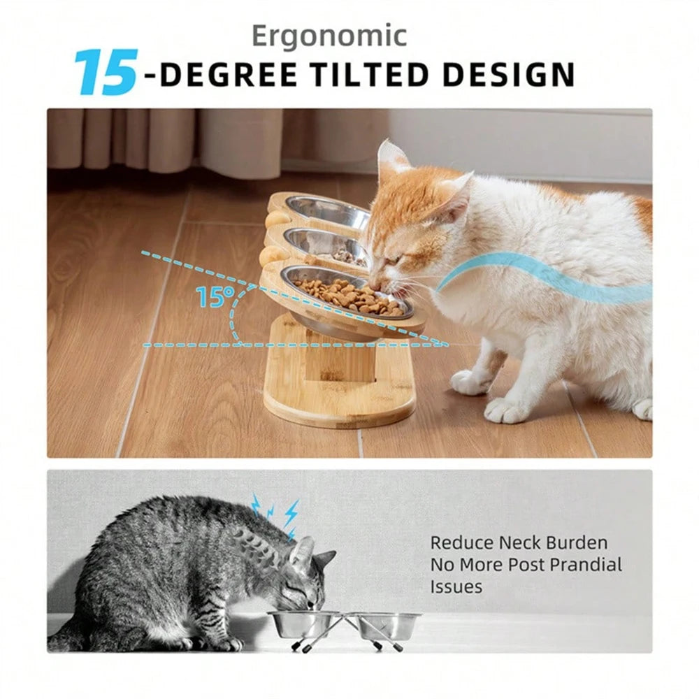 PETRAVEL 3-i-1 kattmatskål med ställning