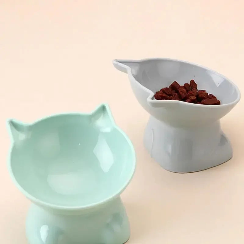 Hög Matskål för Katt – Ergonomisk Lutning & Halkfri Botten
