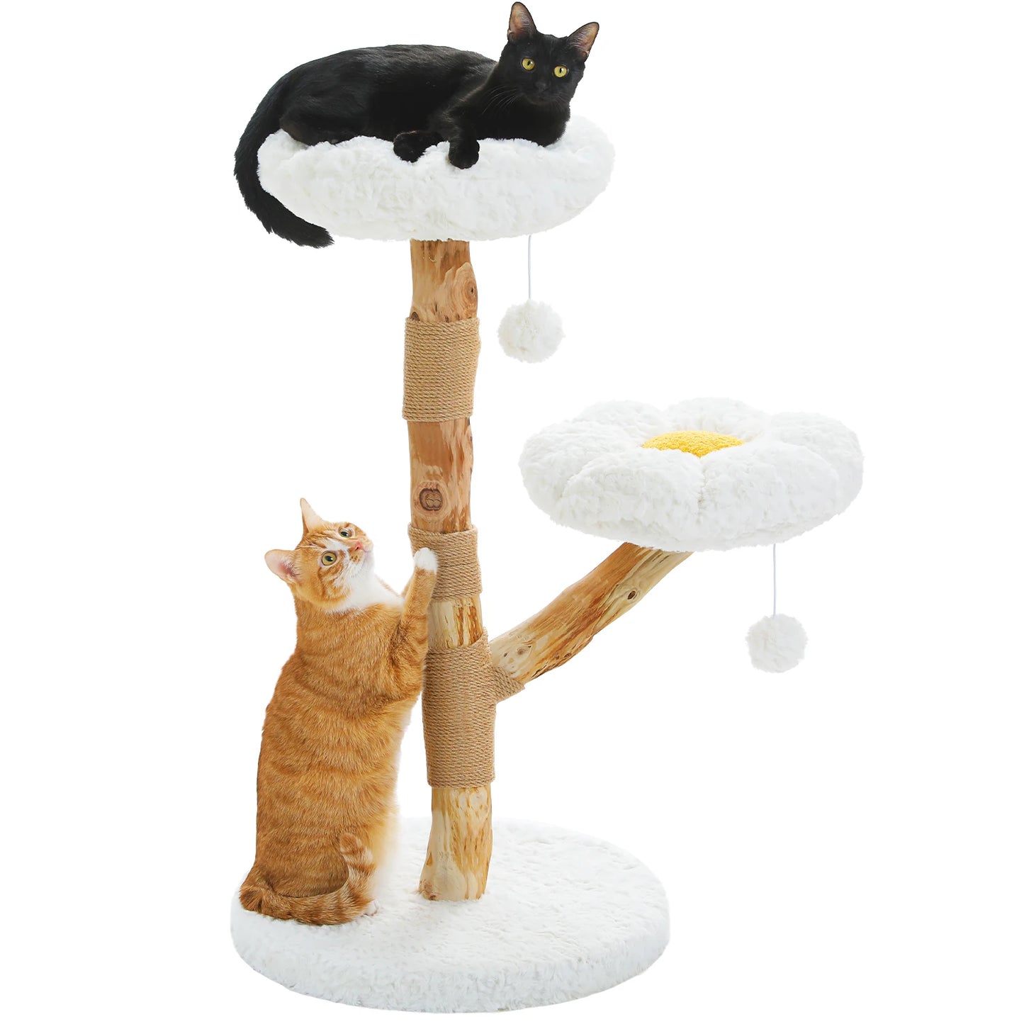 Modern kattträd med klös och mysiga viloplatser