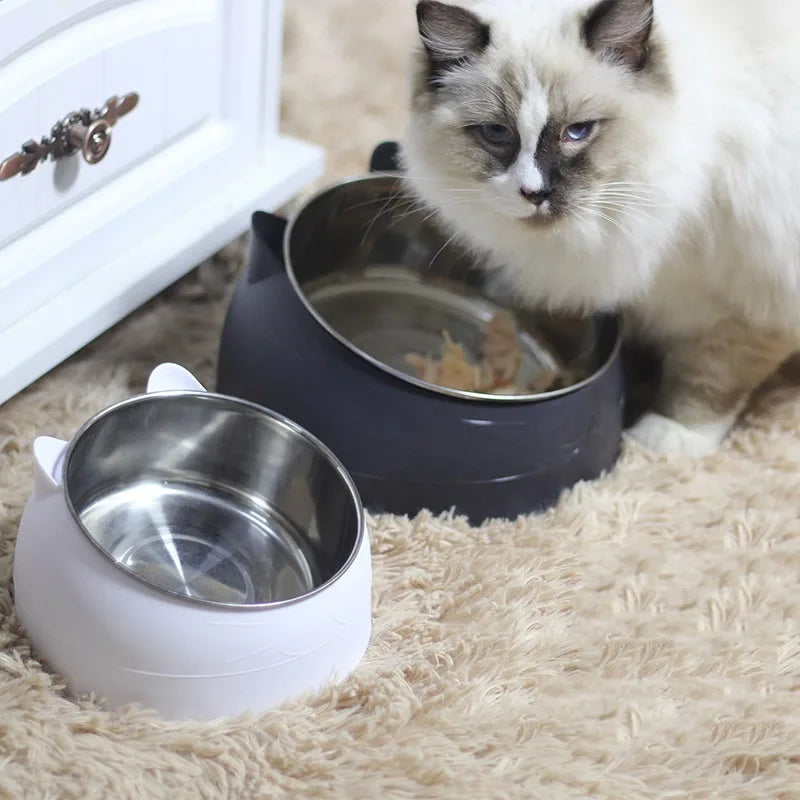 Upphöjd matskål i rostfritt stål för katt