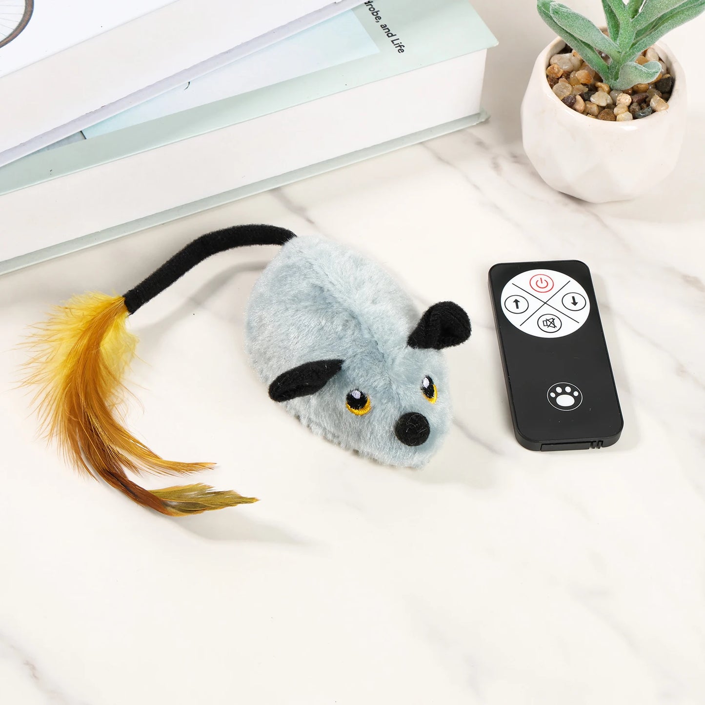 Elektrisk Kattmus med LED & Fjärrkontroll – Laddningsbar