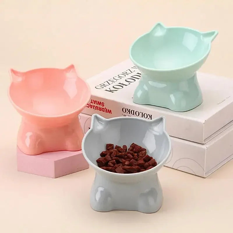 Hög Matskål för Katt – Ergonomisk Lutning & Halkfri Botten