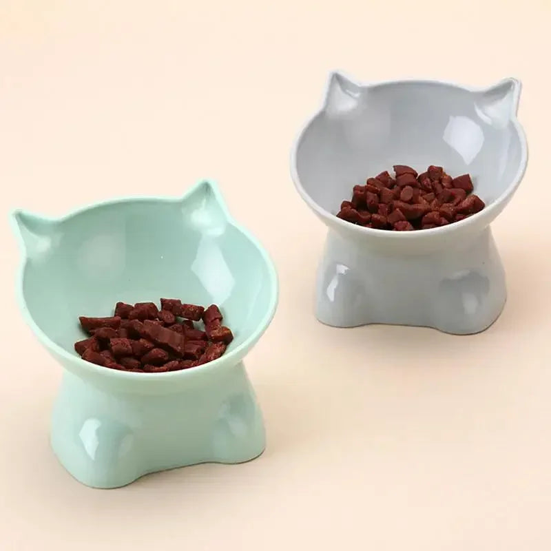 Hög Matskål för Katt – Ergonomisk Lutning & Halkfri Botten