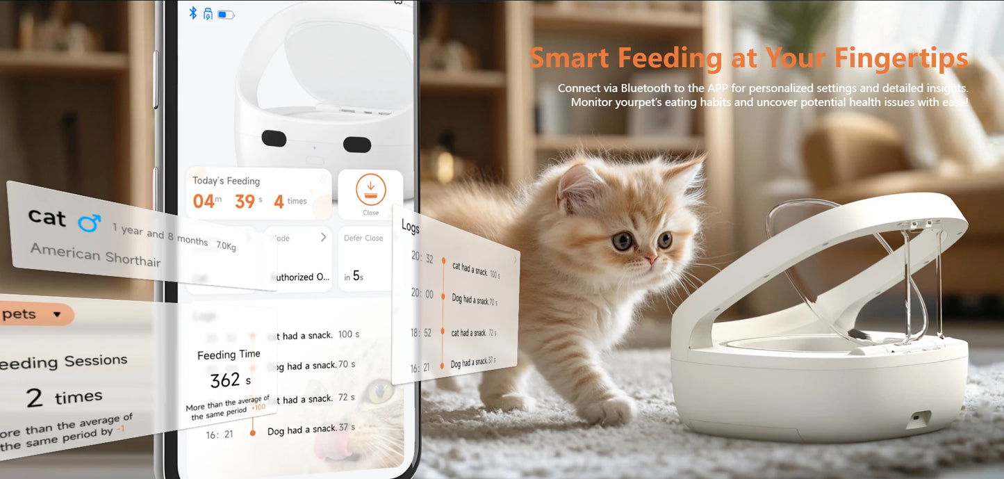 Smart Chipstyrd Automatisk Kattmatskål med App och Sensor