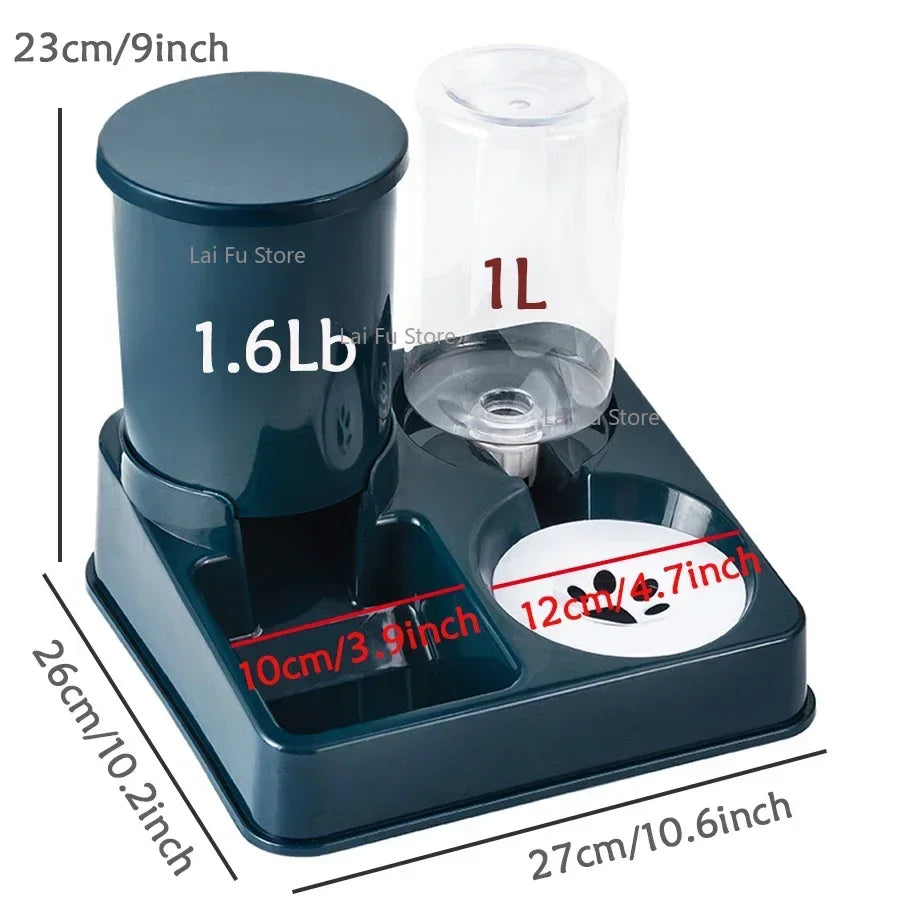 Automatisk Foder- & Vattendispenser – 2-i-1 Lutande Matstation