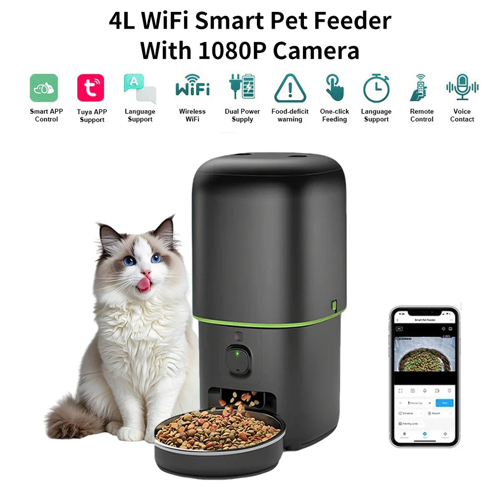 Smart 4L Automatisk Kattmatare med Kamera