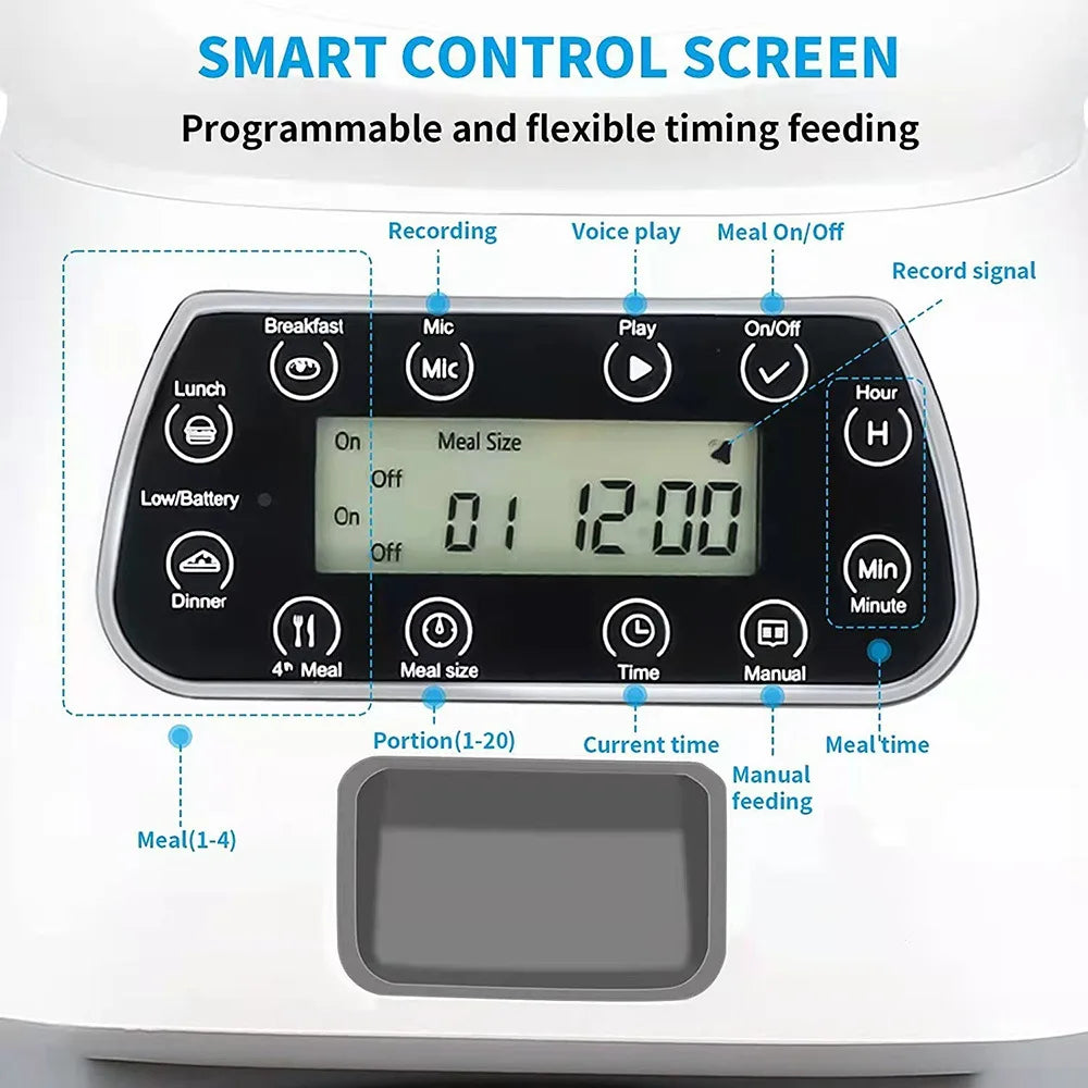 Smart Automatisk Kattmatare 3.5L med Röstinspelning och Timer