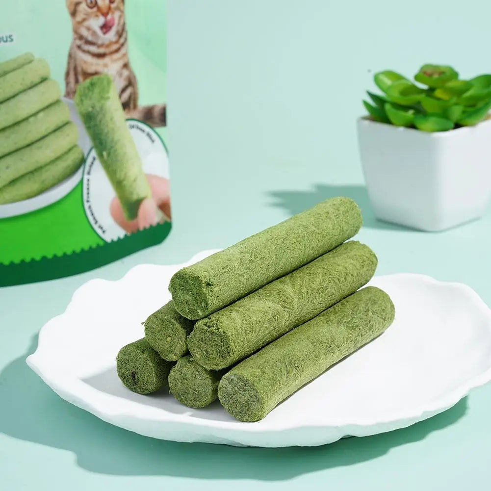 Tuggpinnar med kattgräs – Tandvård & hårbollskontroll (6-pack)