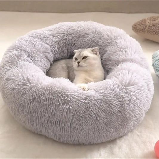 Rund mjuk katt- och hundsäng för vinter
