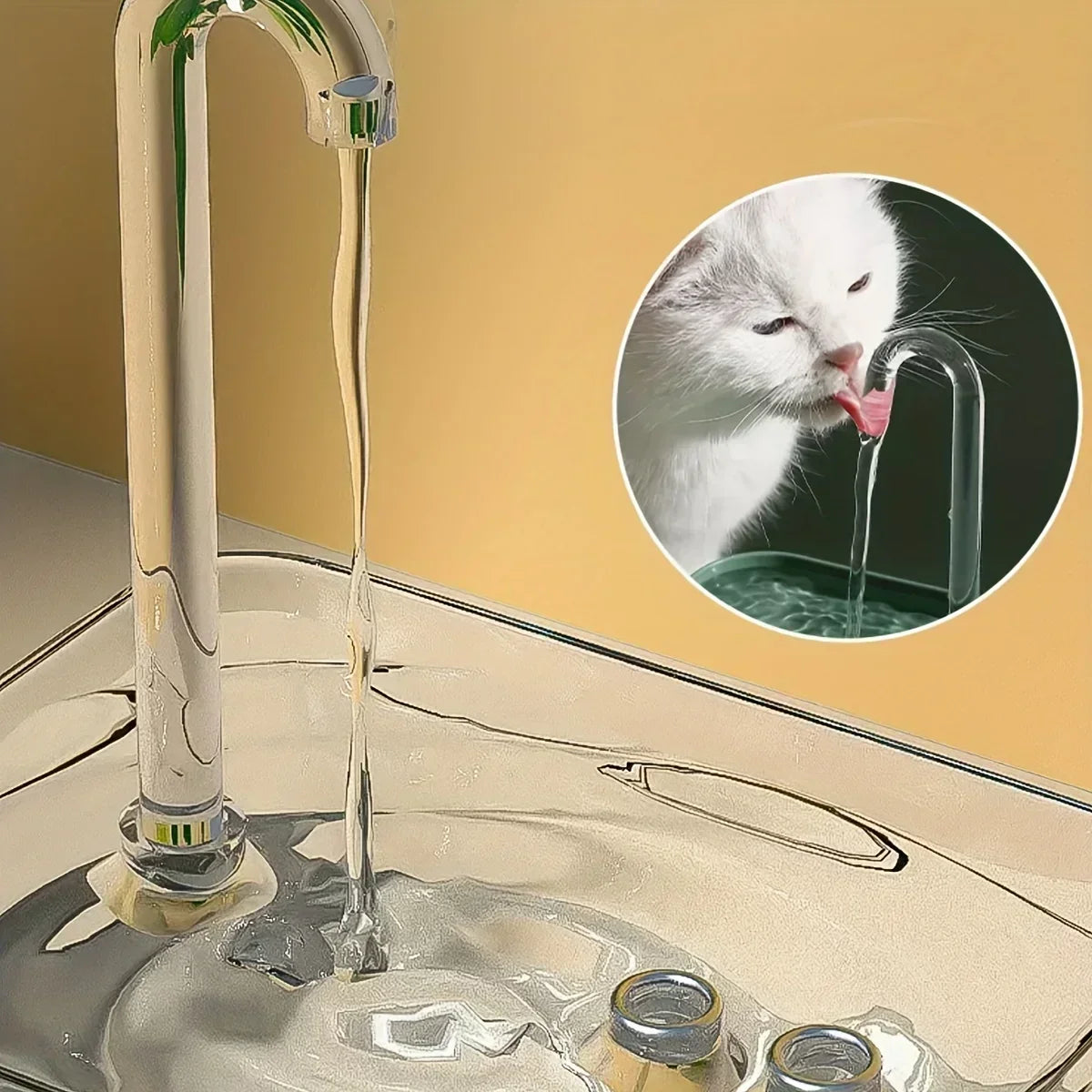 Tystgående vattenfontän för katt 1,5L