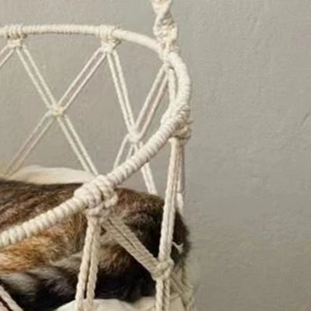 Bohemisk hängande kattkorg i bomull
