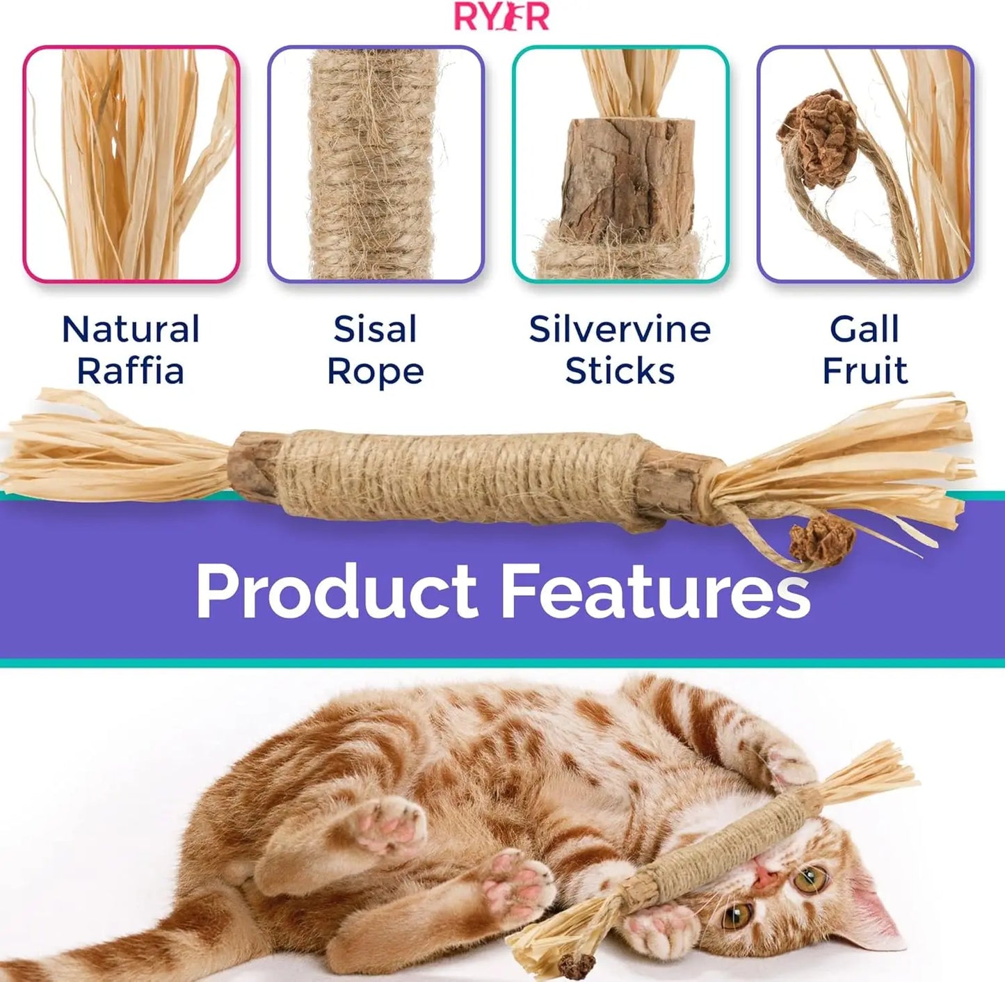 Naturlig Matatabi Kattleksak med Raffia