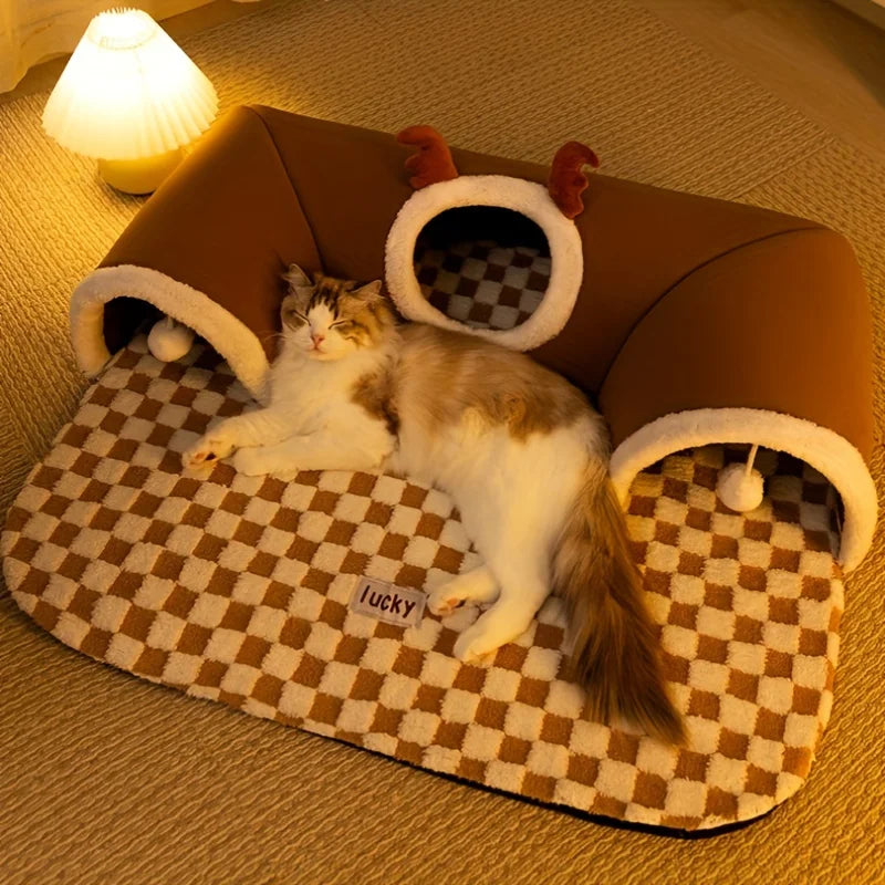 Kattunnel & Kattkoja 55×40 cm – Mysig Lek- och Gömplats