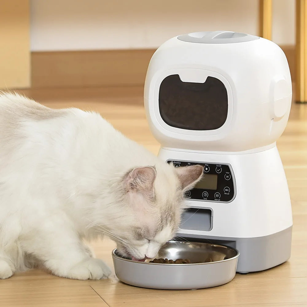 Smart Automatisk Kattmatare 3.5L med Röstinspelning och Timer