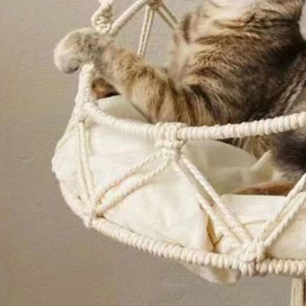Bohemisk hängande kattkorg i bomull