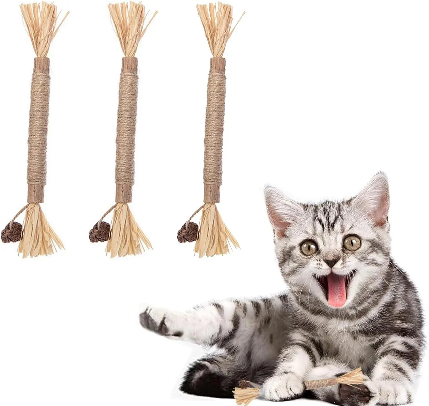 Naturlig Matatabi Kattleksak med Raffia