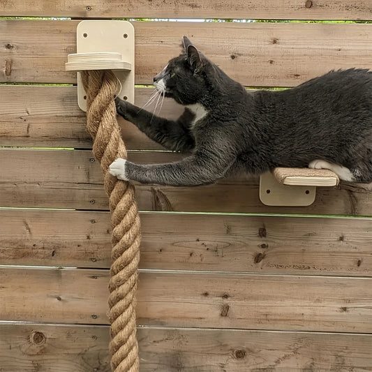 Väggmonterat kattklätterset med rep och hylla