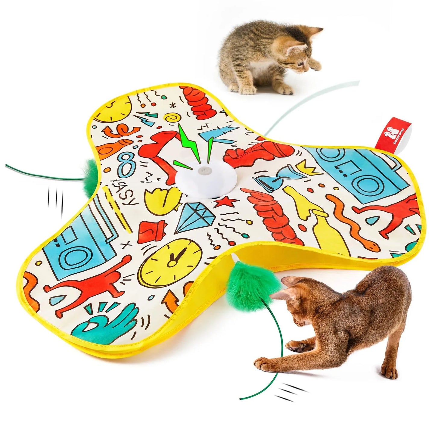 Interaktiv Kattleksak – Göm & Leta med Squeaky Mus och Fjädrar