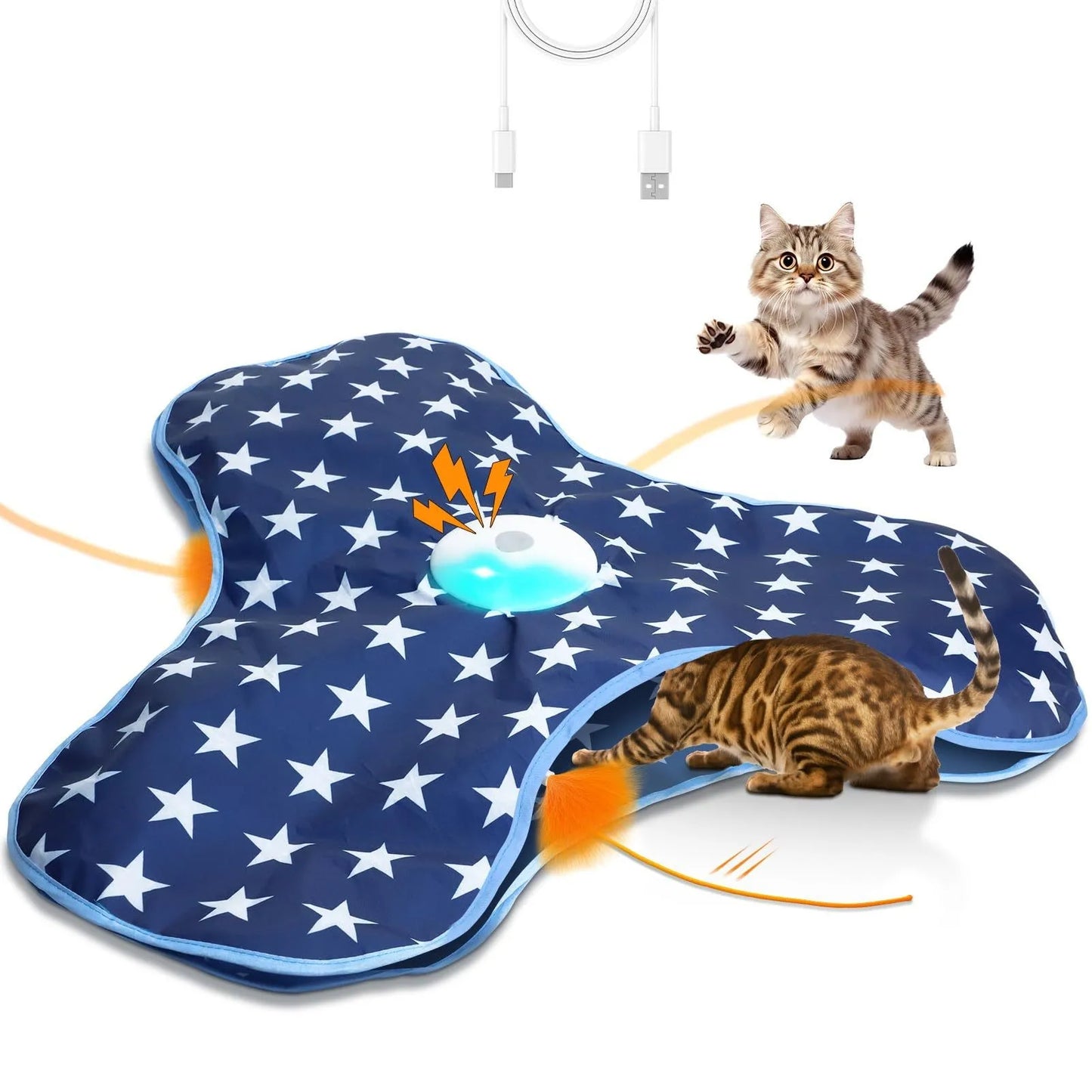 Interaktiv Kattleksak – Göm & Leta med Squeaky Mus och Fjädrar