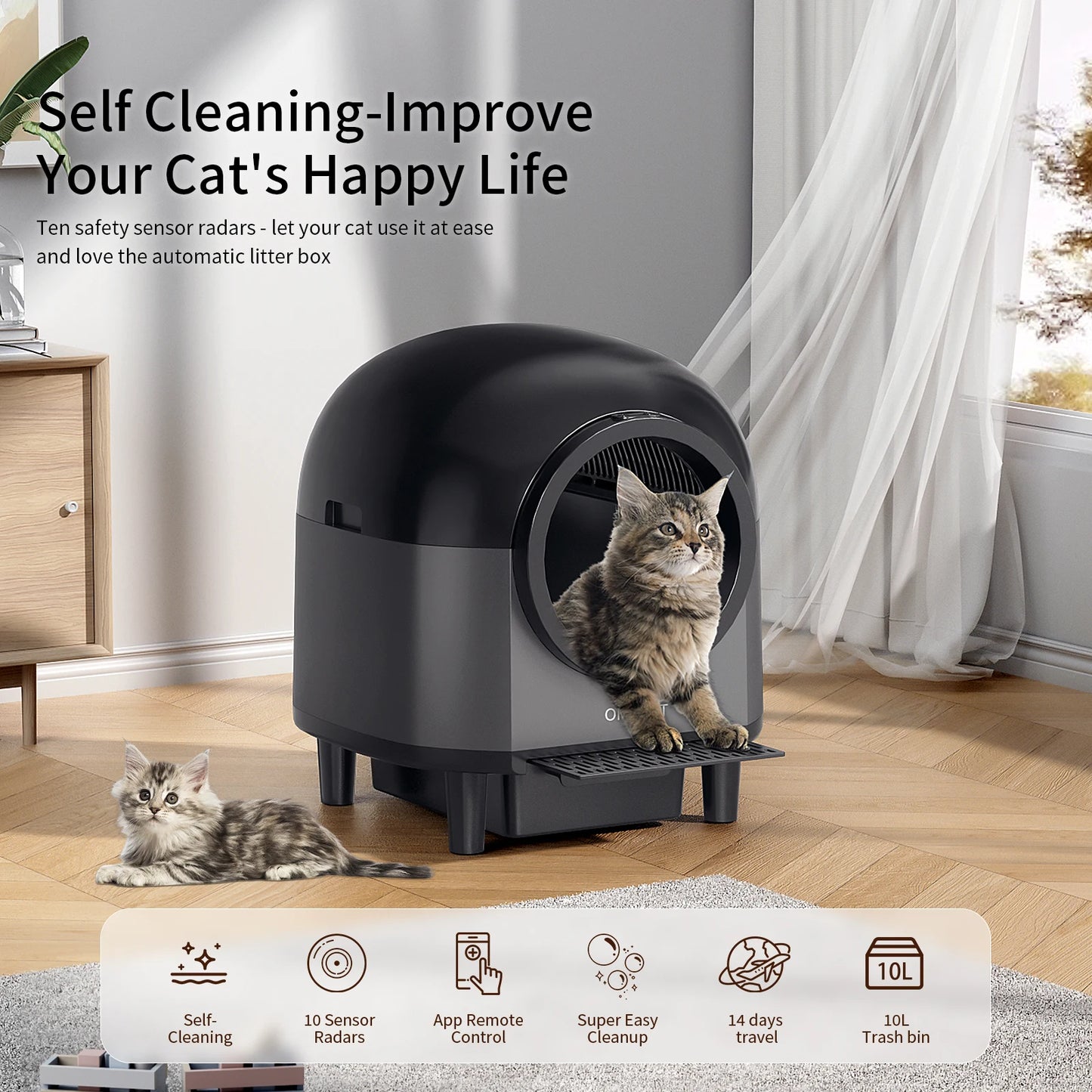 REDSASA smart kattlåda 110L med trappa