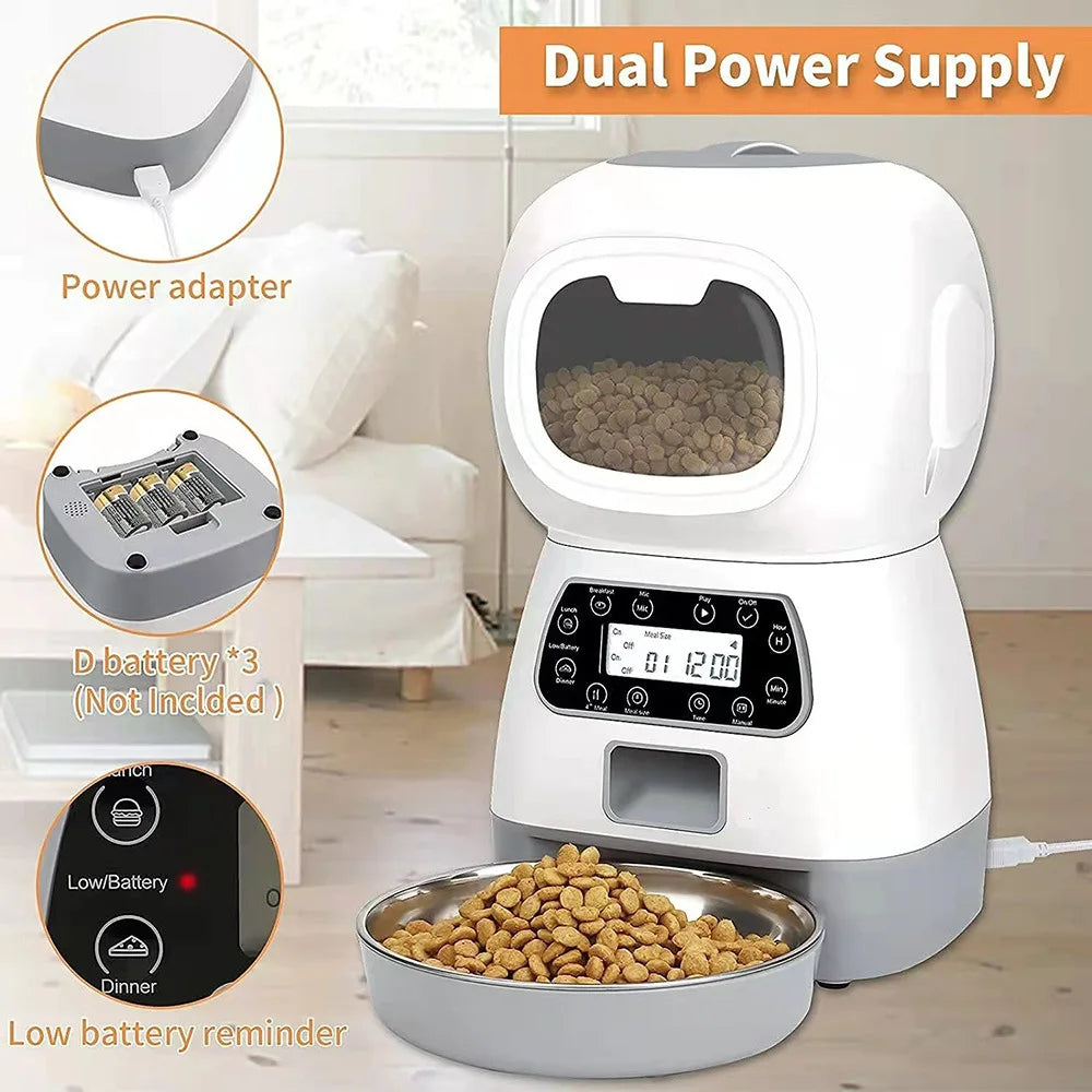 Smart Automatisk Kattmatare 3.5L med Röstinspelning och Timer