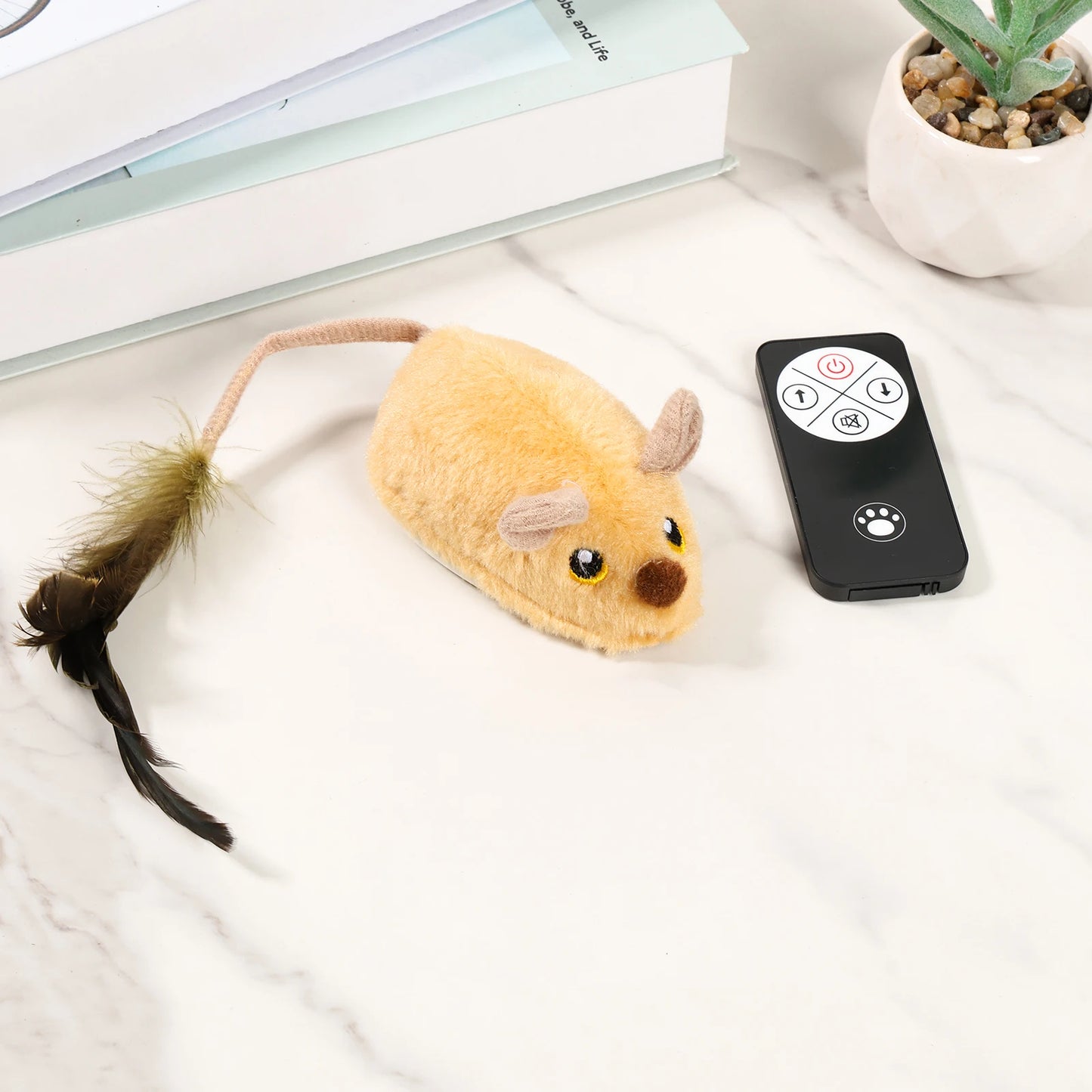 Elektrisk Kattmus med LED & Fjärrkontroll – Laddningsbar