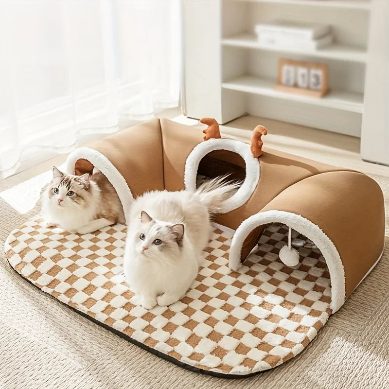 Kattunnel & Kattkoja 55×40 cm – Mysig Lek- och Gömplats